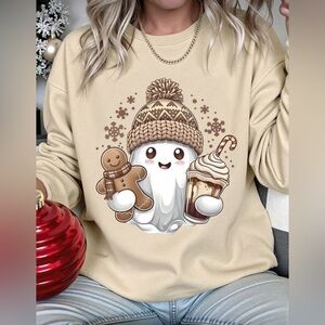Cute Ghost Graphic Sweatshirt